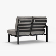 Winston Stanford Cushion Outdoor Loveseat with Right Arm Textured Pewter