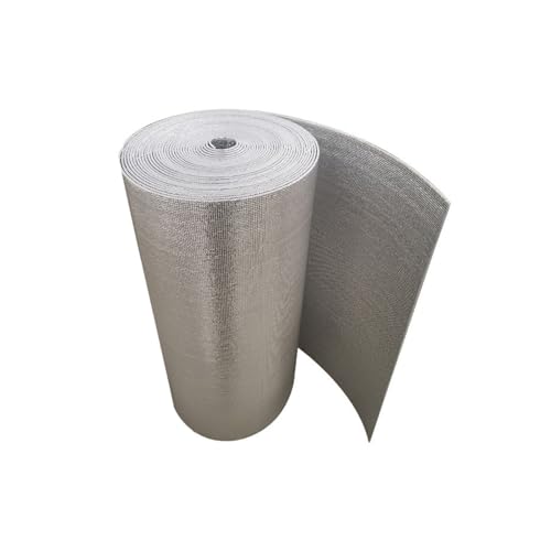 HBOOMOEM Double Reflective Insulation Roll，Insulating Aluminium Foil Barrier，It Can Be Used for Fresh-Keeping and Cold-Keeping Packaging, Attics, and Garage Insulation.(1000CM/393.7IN,2.5CM/0.98IN)