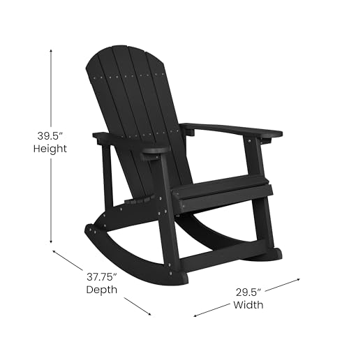 BizChair Set of 4 Savannah Adirondack Rocking Chairs Black