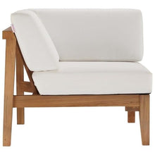 Afuera Living 3-Piece Patio Sectional Sofa, Solid Teak Wood, Natural and White Finish, Water and UV-Resistant Cushions, Machine Washable Covers, Slanted Back Design, Outdoor Seating Set