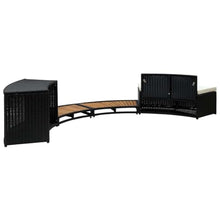 EDNRSOG Spa Surround Black and Natural Wood with Cushioned Mini Sofa and Ample Storage for Outdoor Hot Tub, Durable Acacia Wood and Poly Rattan Construction, Modern Design Fits Up