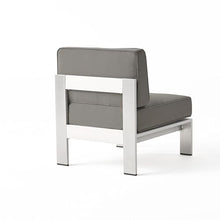 Christopher Knight Home Armless Club Chair Set of 2, Aluminum Frame Outdoor Seating, Aluminum Patio Chair with Cushion, Poolside Armless Seating, Modular Sectional Outdoor Furniture, Khaki