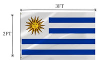 Lyh Double Sided 3ply Uruguay Flag 2X3FT, Uruguayan Flag, Indoor Outdoor Polyester – Double Stitched and UV Resistant Flags,with Vibrant Printing and Sturdy Brass Grommets. (Double, 2X3)