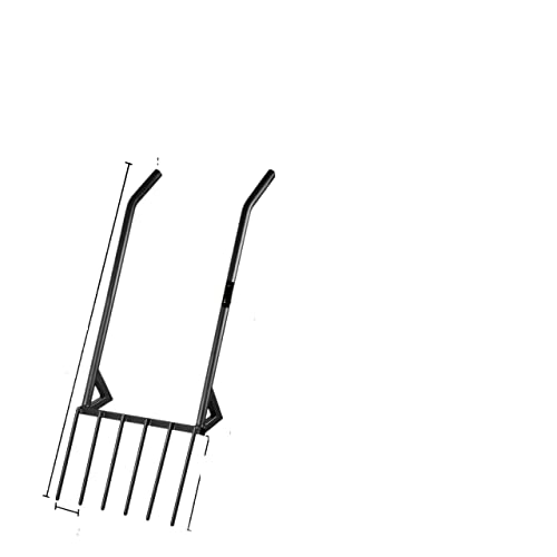 Broad Fork Tool 5-6 Tines Hand Tiller Broadfork Cultivation Tool Wide Fork 43.3in 45.3in Fiberglass Handle Garden Tool for Beginners DIY Use(6 Steel Tines)