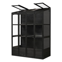 ANTSKU Wood Greenhouses for Outdoors, Cold Frame Greenhouse with 4 Independent Skylights & 2 Folding Middle Shelves, Large Walk in Lean to Green House for Backyard, Garden, 58" L x 29" W x78 H, Black