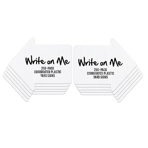 VictoryStore 22-Inch Blank Arrow Yard Signs Waterproof 4mm Corrugated Plastic White 250 Pack