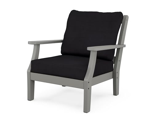 Martha Stewart by POLYWOOD® Chinoiserie Deep Seating Chair in Slate Grey/Midnight Linen