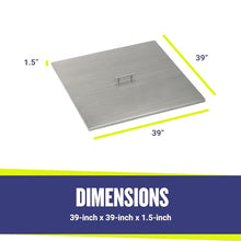 American Fire Products | Square Burner Pan Cover | Stainless Steel Lid for Outdoor Fire Pit or Table | for Natural Gas or Propane Fires | 39" x 39" x 1.5"