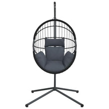 Hanging Egg Chair with Stand, Anthracite Rattan Swing Hammock Chair for Indoor and Outdoor, Sturdy Steel Frame with Comfortable Cushions