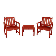 highwood AD-KITCHGL2-RED 2 Lehigh Garden Chairs with 1 Square Side Table 3-Piece Set, Rustic Red
