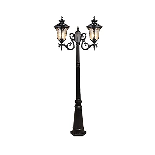 Lights Outdoor 2-Head Traditional Victoria High Pole Landscape Street Light Aluminum Glass Outdoor Patio Lawn Lighting Pillar Lamp IP55 Waterproof Garden Courtyard Column Post Lantern E27 Stadium