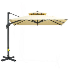 OROTLECT 10Ft Offset Patio Umbrella, Hanging Cantilever Umbrella, Square Shape, Aluminum Cross Base, Tilt, 360-Degree Rotation, Beige