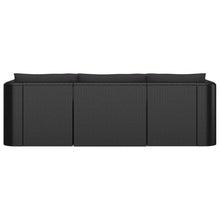 YUOGHRTFE 8 Piece Patio Lounge Set with Cushions Black Poly Rattan