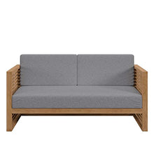 Modway Carlsbad Outdoor Patio Teak Wood Loveseat in Natural Gray
