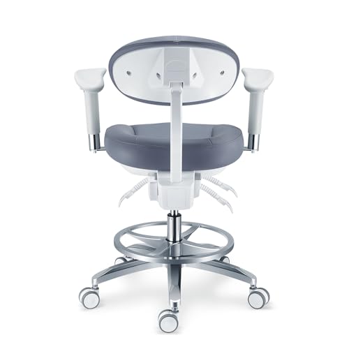 TEPTOARCH Microfiber Leather Doctor's Chair with Armrests White