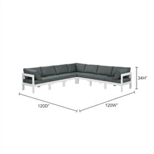 Outdoor Escape Gray Fabric Patio Modular Sectional, Contemporary Style, Cushioned Seating, Durable Frame, Back Height 17 Inches