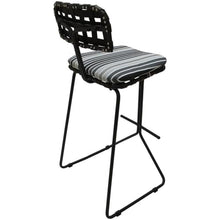 Pemberly Row Outdoor/Indoor Metal Pub Set, 30 in Bar Height Stool, Gray Fabric, Gray Powder-Coated Frame, Durable Weather-Resistant Design, Armless, Patio Deck Porch Use