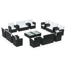 Heofavd Garden Lounge Set 16 Piece Blackand Cream White All Weather PE Rattan Outdoor Patio Furniture Set Seats 18 with Powder Coated Steel Frame for Balcony Backyard Porch and Terrace