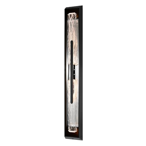 CWI Lighting Curva Integrated LED 44in Sand Black Outdoor Wall Light with Handcrafted Glass for Garage Door, Front Porch, Entryway