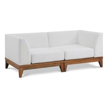 Meridian Furniture 389White-S62 Rio Collection Modern | Contemporary Outdoor Patio Off White Resilient Water Resisting Fabric Modular Sofa with Durable Acacia Wood Frame
