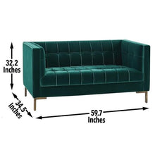 Steve Silver Isaac Stitch Green Velvet Button Tufted Loveseat