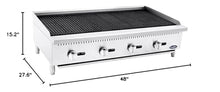 Atosa ATRC CookRite Commercial Countertop Radiant Charbroiler, Natural or LP Gas, 48", Cast Iron Grates, (4) Burners, Manual Controls (ATRC-48)