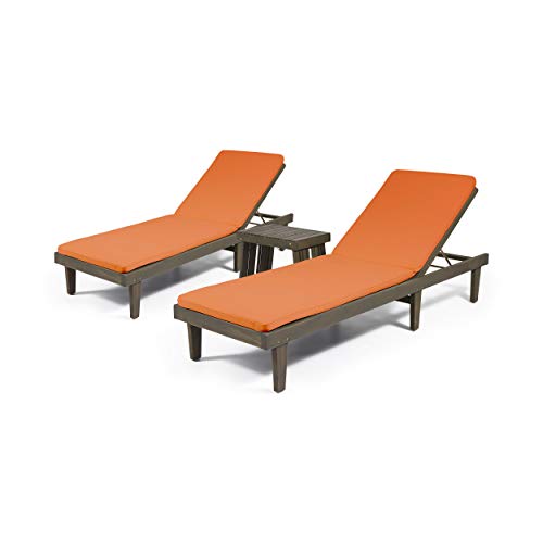 Christopher Knight Home Alexander Outdoor Acacia Wood 3 Piece Chaise Lounge Set Rust Orange