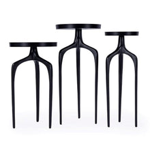 Afuera Living Outdoor Scatter Tables Set of 3, Cast Aluminum, Black Finish, Round Tops with Raised Edges, Modern Industrial Style, Versatile Use as Side Tables or Plant Stands, Fully Assembled