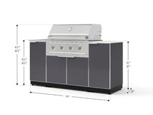 NewAge Products Classic Series 5PC Aluminum Slate Gray Modular Outdoor Kitchen Grill Island with 36" Performance Grill NG - 24"D x 68"W x 57.15"H