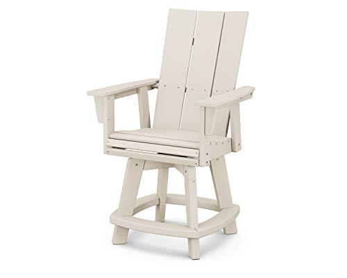 POLYWOOD® Modern Curveback Adirondack Swivel Counter Chair in Sand