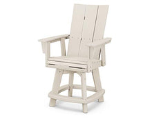 POLYWOOD® Modern Curveback Adirondack Swivel Counter Chair in Sand