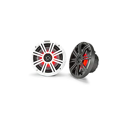 KICKER Marine Gauge-Style Source with (2 Pair) 45KM654L 6.5" LED Speakers Bundle