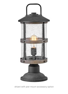 Hinkley Lakehouse Medium 12V Outdoor Post Lantern, Aged Zinc/Driftwood Gray