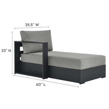 Modway Tahoe Modular Aluminum 3-Piece Outdoor Patio Furniture Gray, Left-Facing Sectional Sofa Set with Weather-Resistant Cushions, Ideal for Deck, Backyard, Poolside
