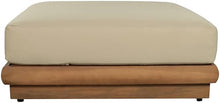 Meridian Furniture 111Tan-Ott Mirella Collection Modern | Contemporary Outdoor Patio Modular Ottoman with Solid Teak Wood Frame, Water Resistant Fabric, 37" W x 38" D x 14" H, Tan