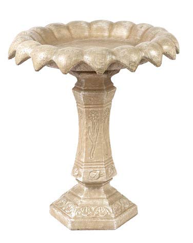 Solid Rock Stoneworks Carefree Birdbath- 26" Tall- Desert Sand