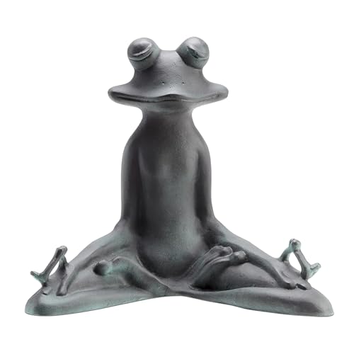 SPI Home Cast Aluminum Contented Yoga Frog Garden Sculpture 12 Inches High