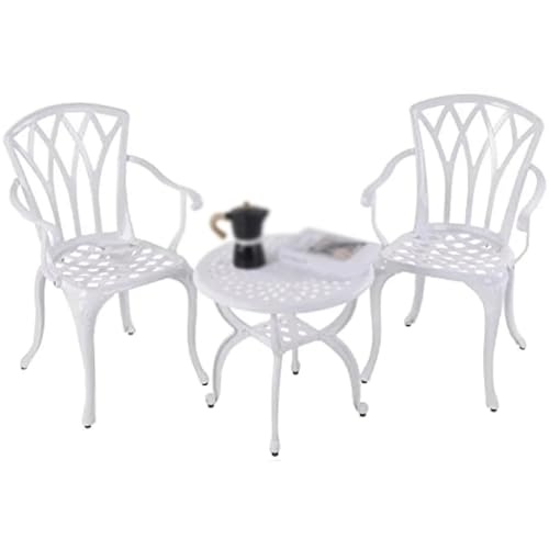 DUYHBAWRS 3-Piece Outdoor Bistro Set Cast Aluminum Patio Furniture Armchairs Design Garden Porch Table and Chairs Set