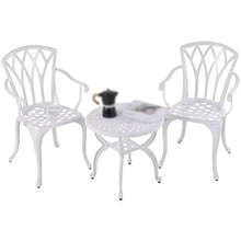 DUYHBAWRS 3-Piece Outdoor Bistro Set Cast Aluminum Patio Furniture Armchairs Design Garden Porch Table and Chairs Set