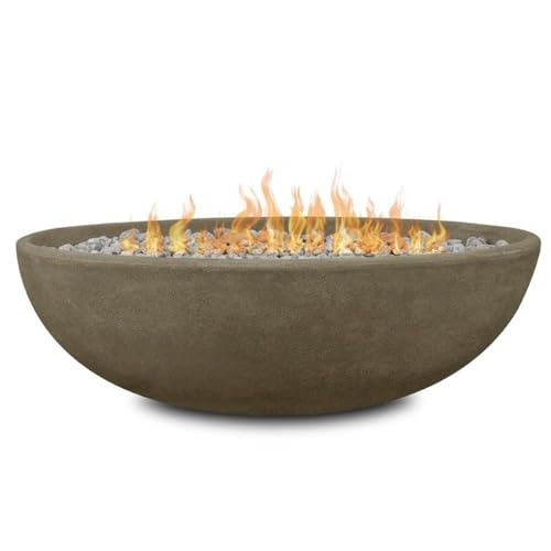 Real Flame Riverside 48" Oval Propane Fire Pit Bowl, Push-Button Ignition, Includes 28" Stainless Steel Burner, Lightweight, 50,000 BTUs, Adjustable Flame Height - Glacier Grey
