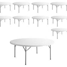 PRO&Family Round Folding Table for Events, Dining, Church, School, Wedding, Backyard Tables (10, 72'' Bi-Folding)