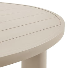 Modway Nautica 60 Inch Round Metal Outdoor Patio Dining Table in Taupe – Weather-Resistant Outdoor Dining Table for Patio, Balcony, and Garden – Modern Outdoor Dining Table for 4 People
