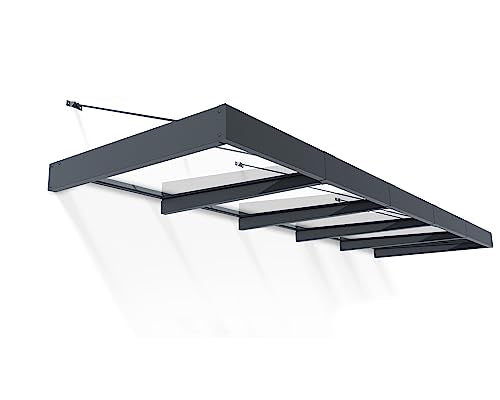 Palram - Canopia Sophia XL 5000 15' x 5' Door/Window Awning, Gray/Clear