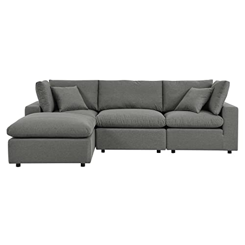 Modway Commix 4-Piece Outdoor Patio Sectional Sofa in Charcoal
