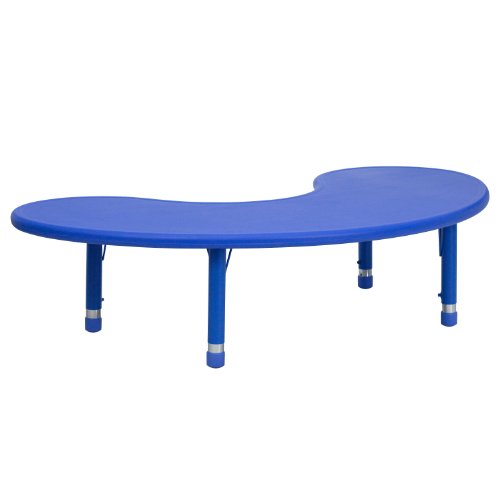 EMMA + OLIVER Half-Moon Blue Plastic Adjustable Activity Table