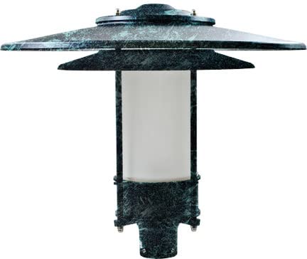 DABMAR LIGHTING GM510-FROST-VG Large Hat Top Post Light Fixture Frosted Glass Volts, Verde Green