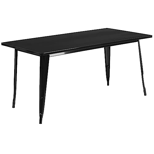 Flash Furniture 63" x 31.5" Metal Indoor-Outdoor Table, Black