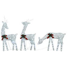 6 Pcs LED Lighted Reindeer Set, Outdoor Christmas Deer Decoration, Cold White Mesh Yard Figures with Red Bows, 8 Lighting Modes, USB Powered for Holiday Garden Decor