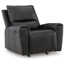 Larry Rocker Recliner Chair with Pillow Top Arms, Black Top Grain Leather