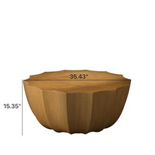 35" Indoor Round Coffee Table, Waterproof Coffee Table Modern MgO Cement Design End Tables for Living Room, Outdoor Patio Coffee Tables for Garden, Backyard, Balcony, Wood